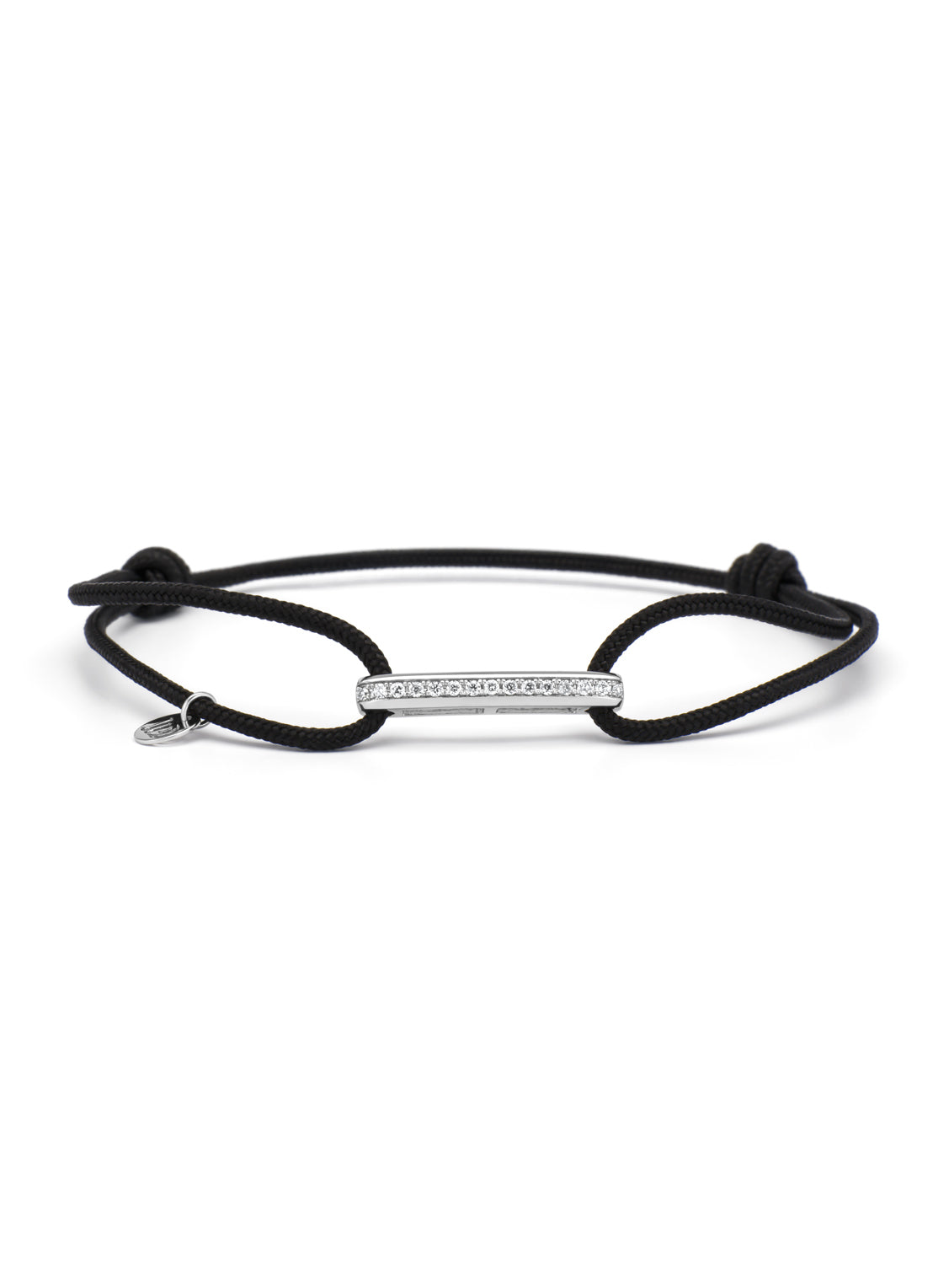 Witgouden koord armband, 0.10 ct diamant, Timeless Treasures