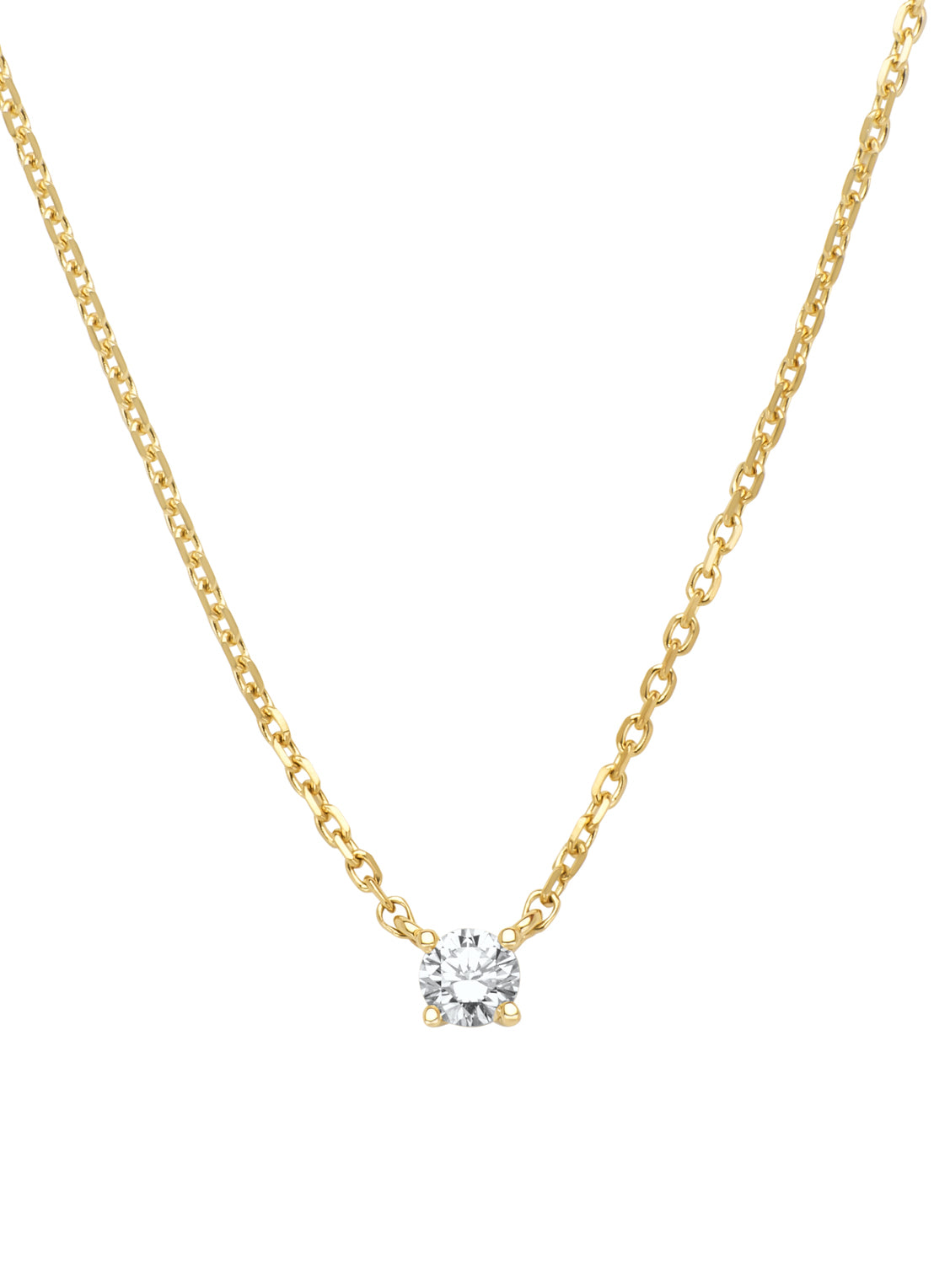 Geelgouden collier, 0.13 ct diamant, Solitair