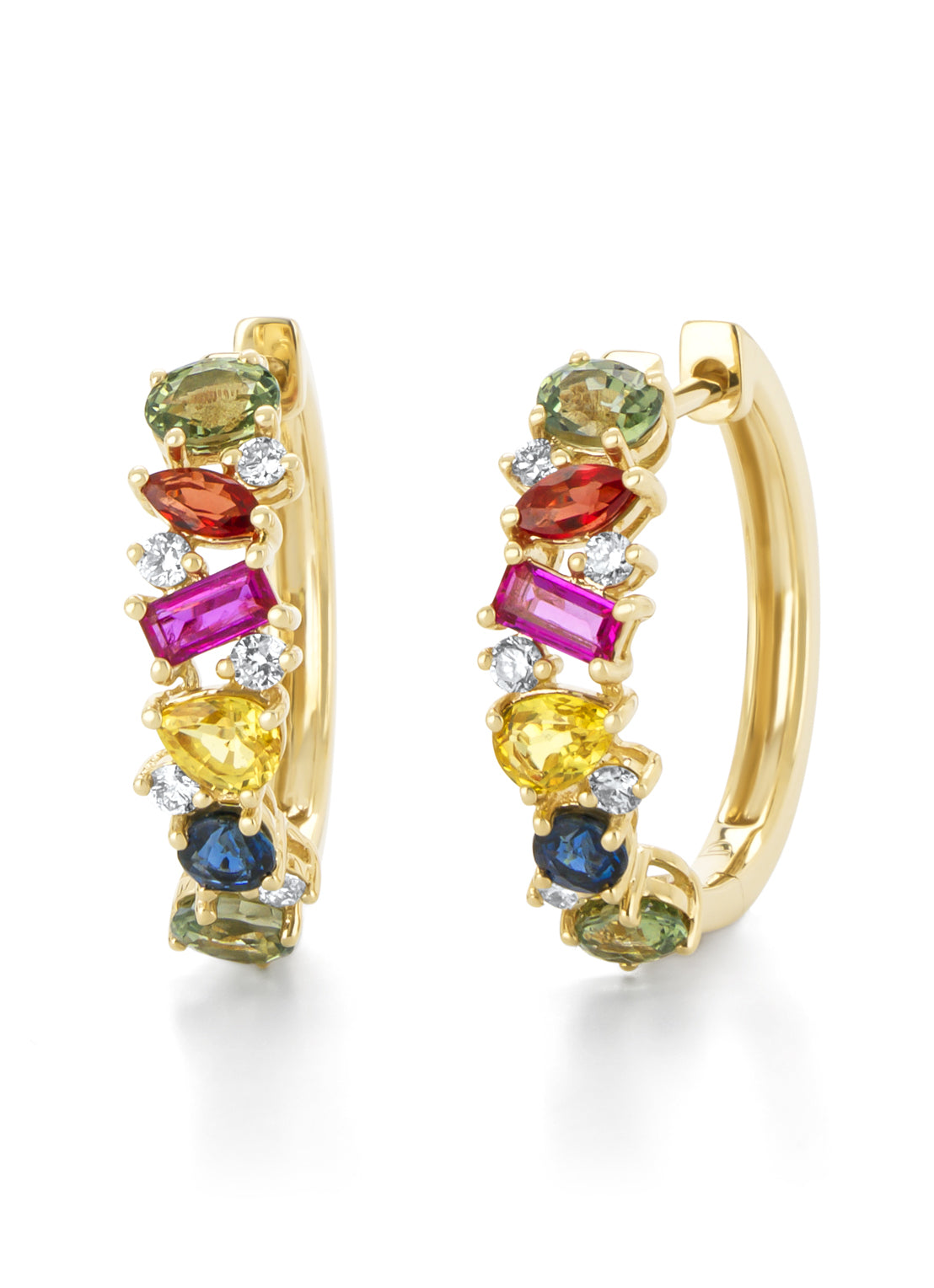 Yellow gold earrings, 1.03 ct green sapphire, Eden