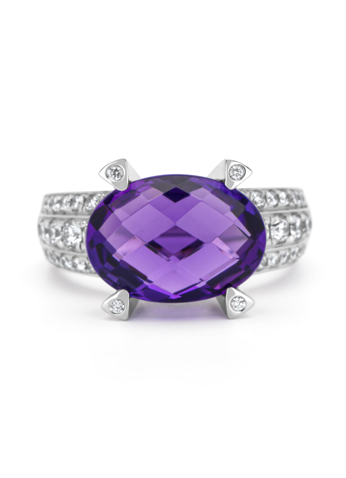 Witgouden ring, 5.51 ct paarse amethist, Gallery