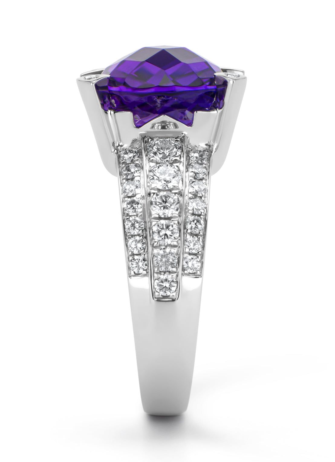 Witgouden ring, 5.51 ct paarse amethist, Gallery
