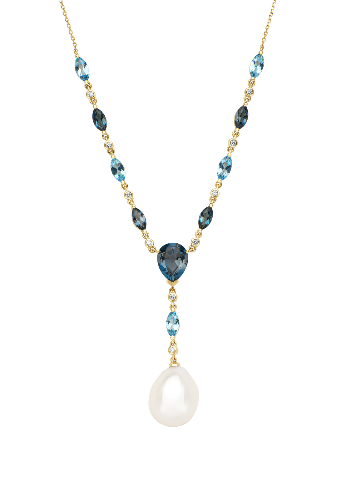Geelgouden collier, 3.28 ct london topaas, Rivièra