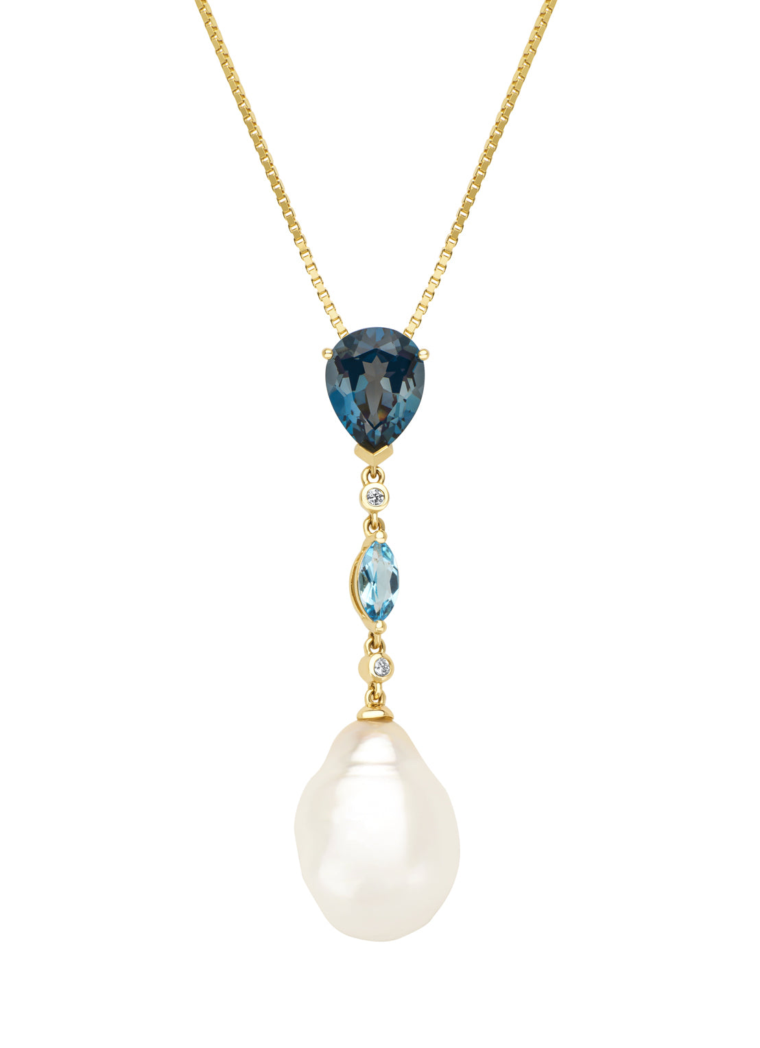 Geelgouden hanger, 2.19 ct london topaas, Rivièra