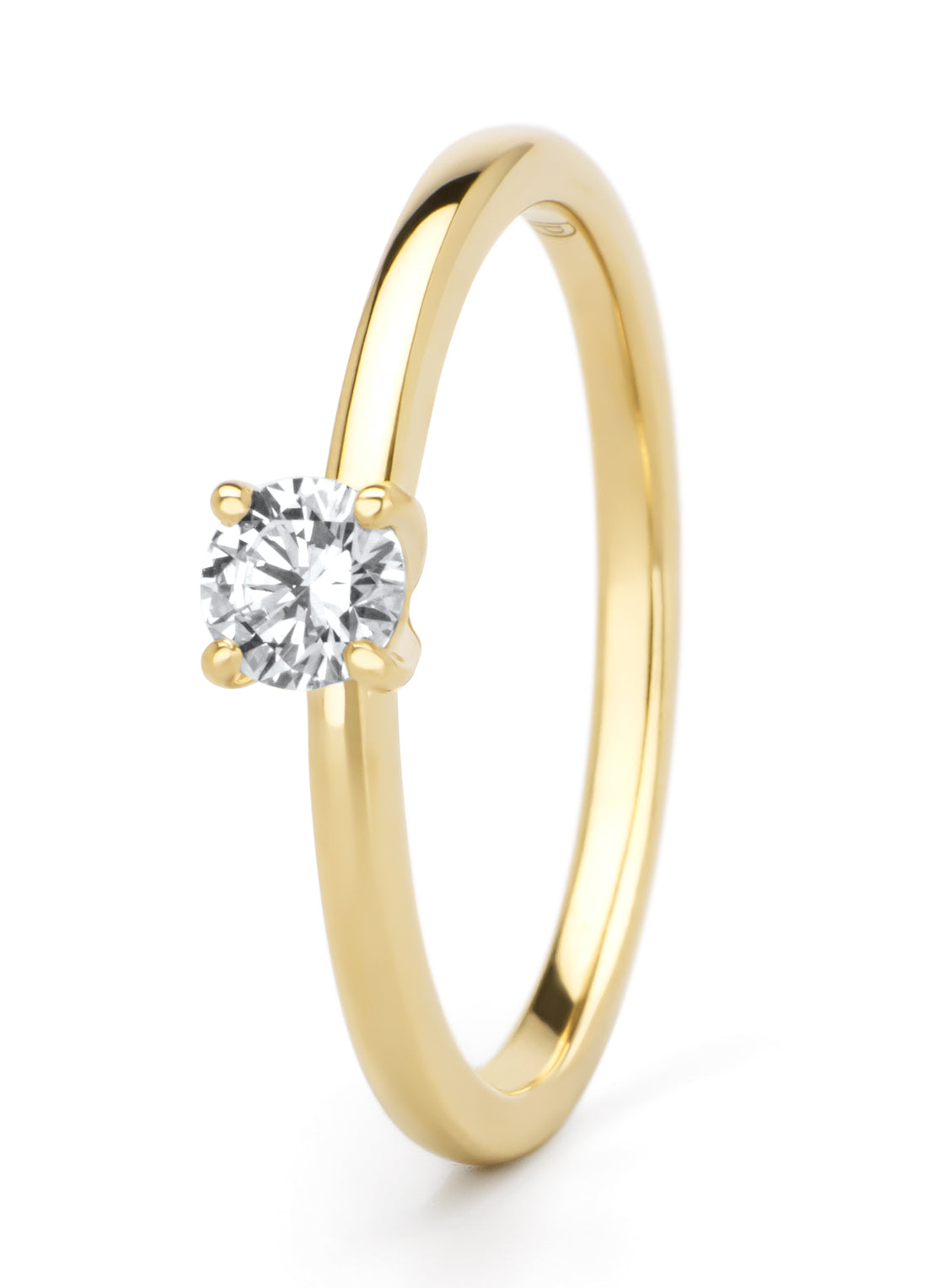 Geelgouden ring, 0.25 ct diamant, Solitair
