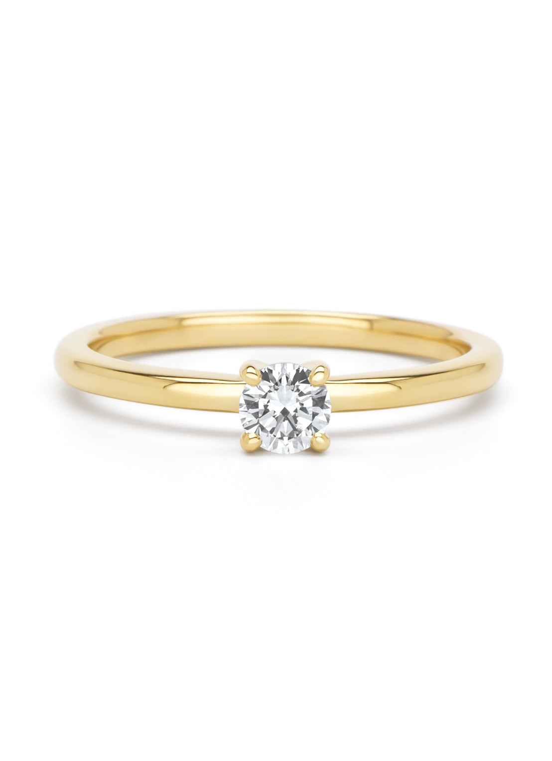 Geelgouden ring, 0.25 ct diamant, Solitair