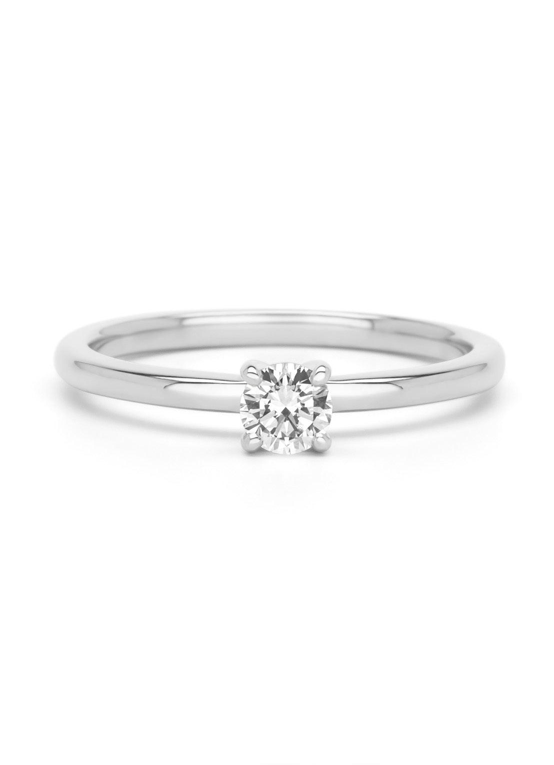 Witgouden ring, 0.25 ct diamant, Solitair
