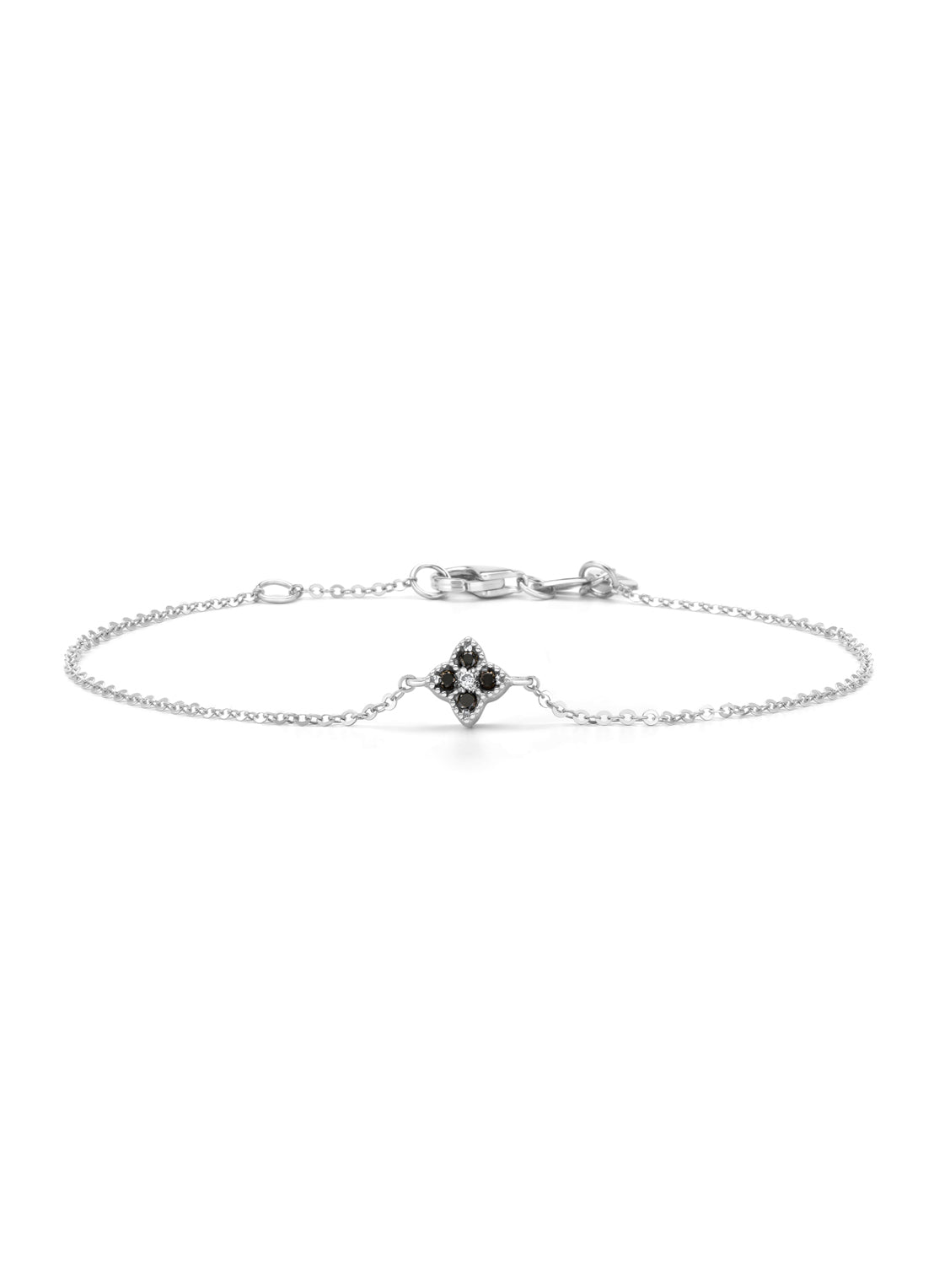 White gold bracelet, 0.04 ct black diamond, Empress