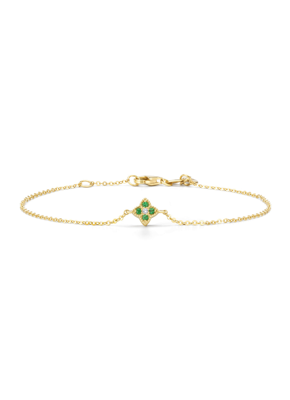 Geelgouden armband, 0.03 ct smaragd, Empress