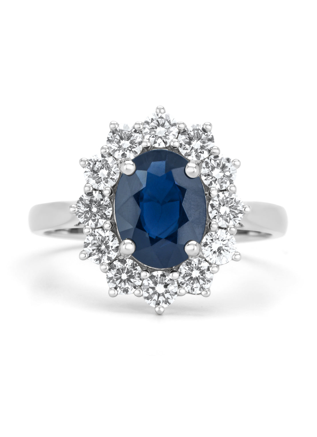 Platina ring, 2.09 ct blauwe saffier, Gallery