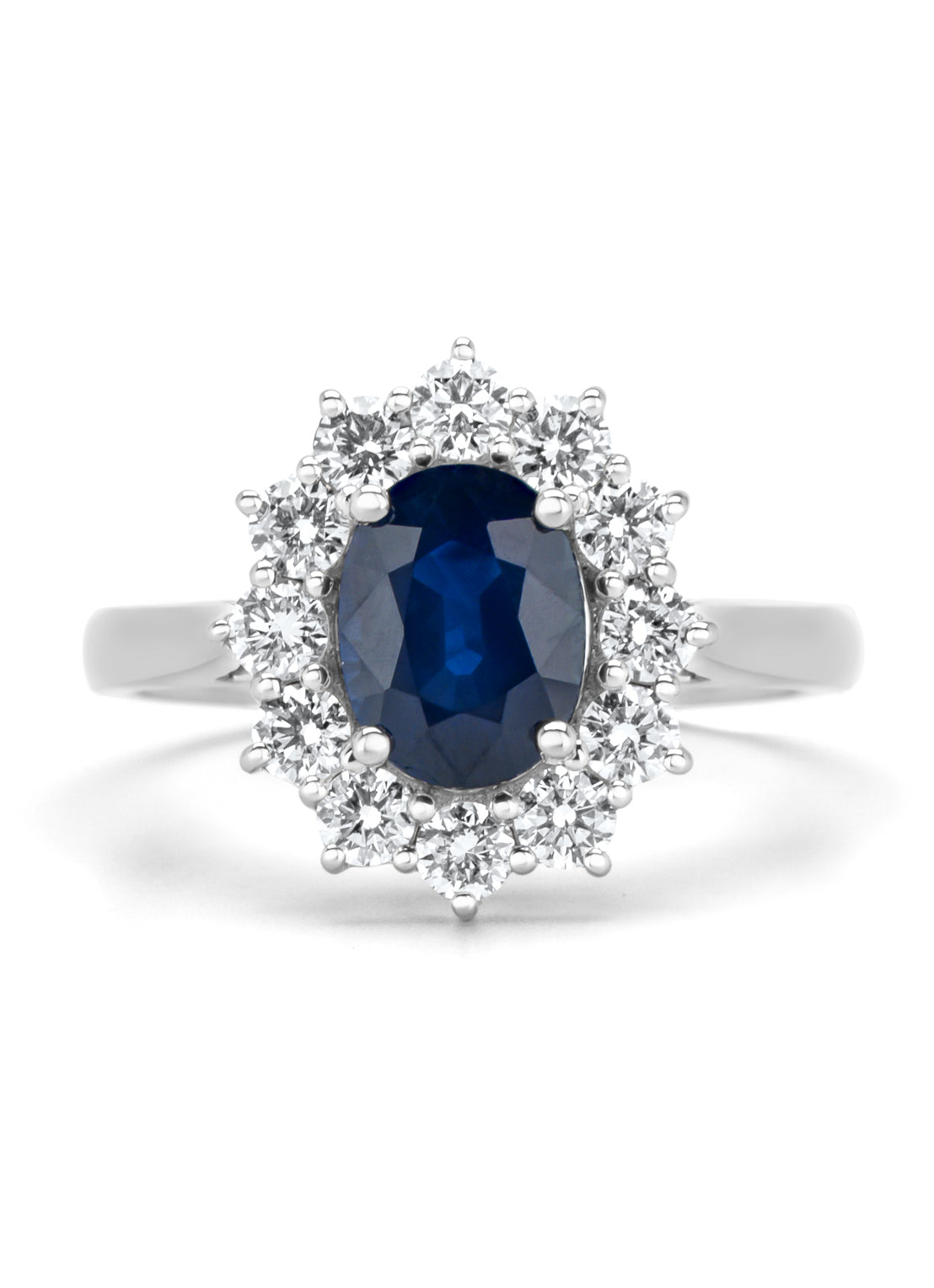 Platina ring, 1.69 ct blauwe saffier, Gallery