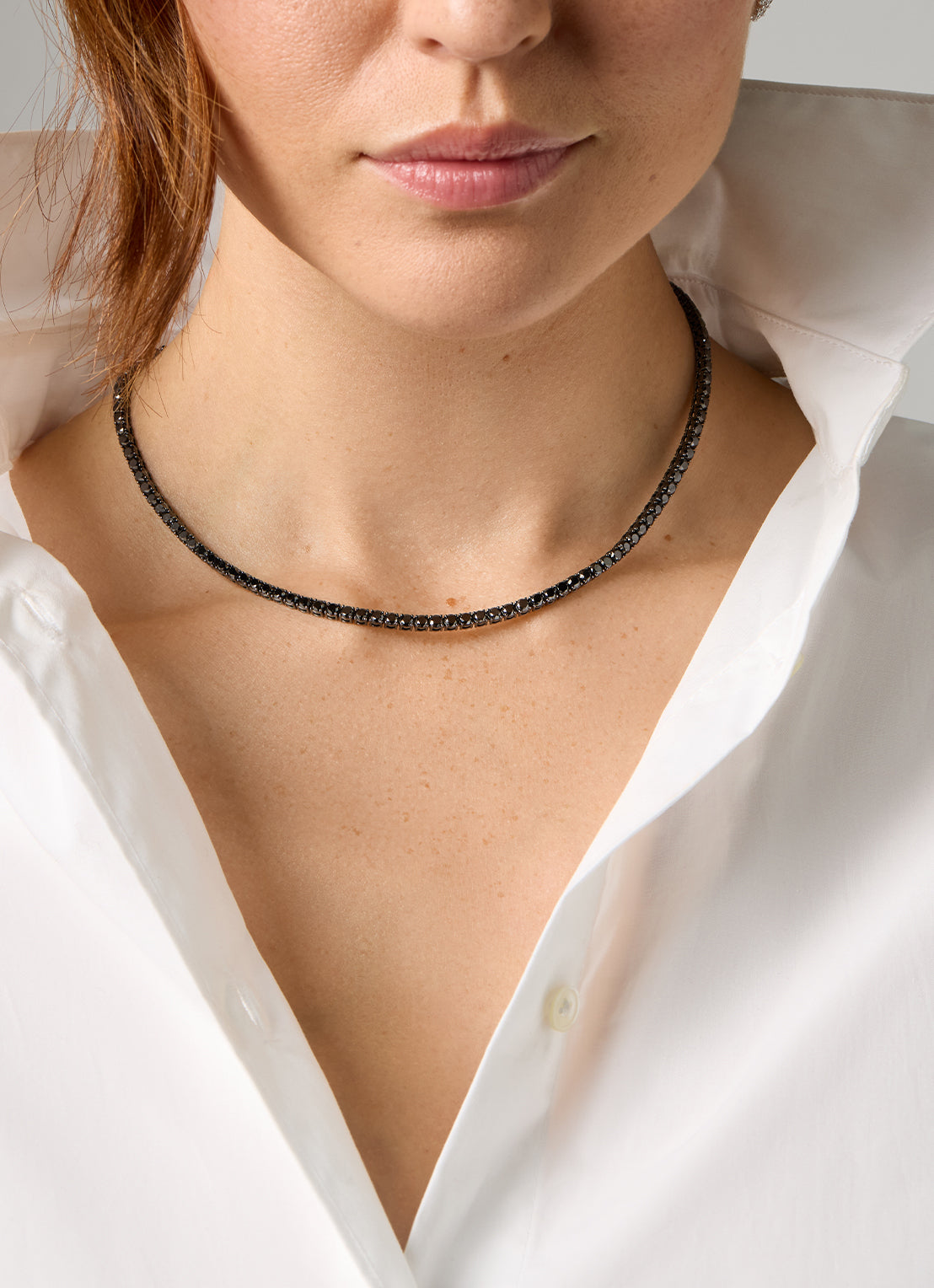 Gouden tennis collier, 15.71 ct zwart diamant, Gallery