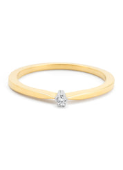 Yellow gold solitary ring, 0.02 ct diamond, Groeibriljant