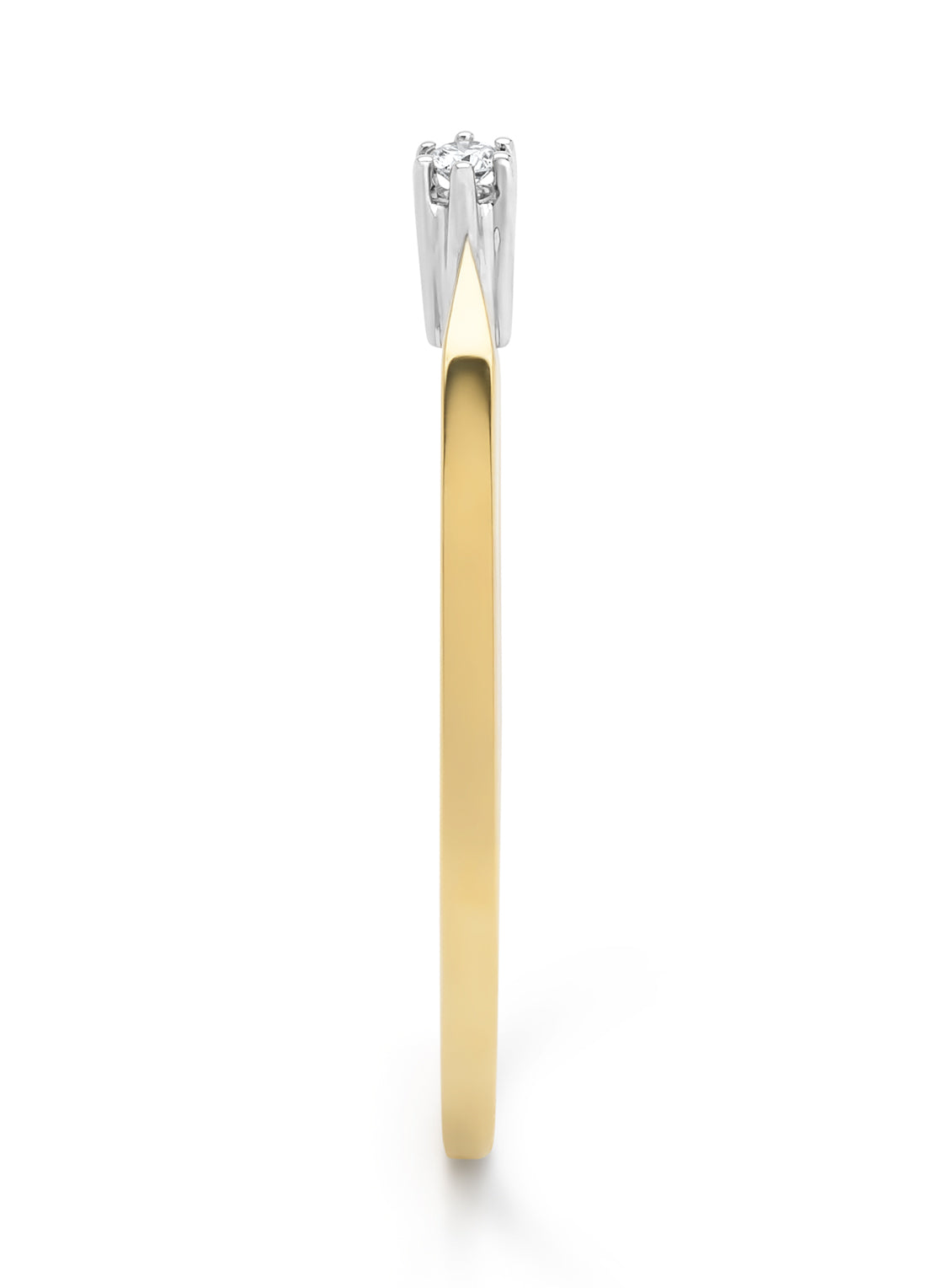 Yellow gold solitary ring, 0.02 ct diamond, Groeibriljant