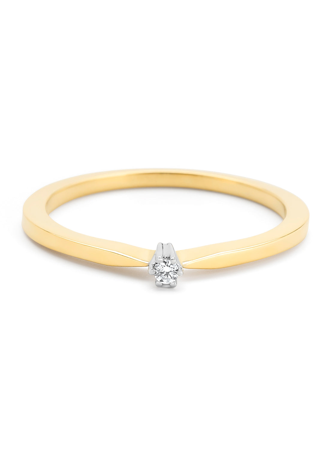 Yellow gold solitary ring, 0.03 ct diamond, Groeibriljant