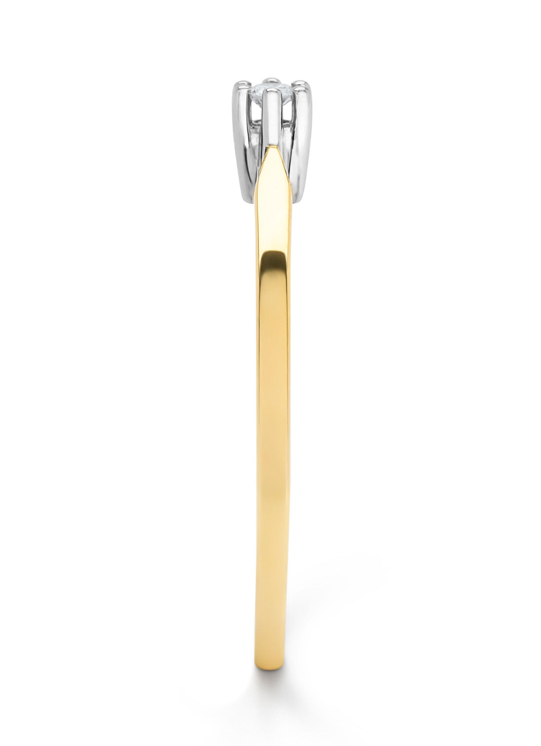 Geelgouden solitairring, 0.04 ct diamant, Groeibriljant