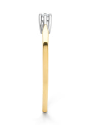 Geelgouden solitairring, 0.04 ct diamant, Groeibriljant