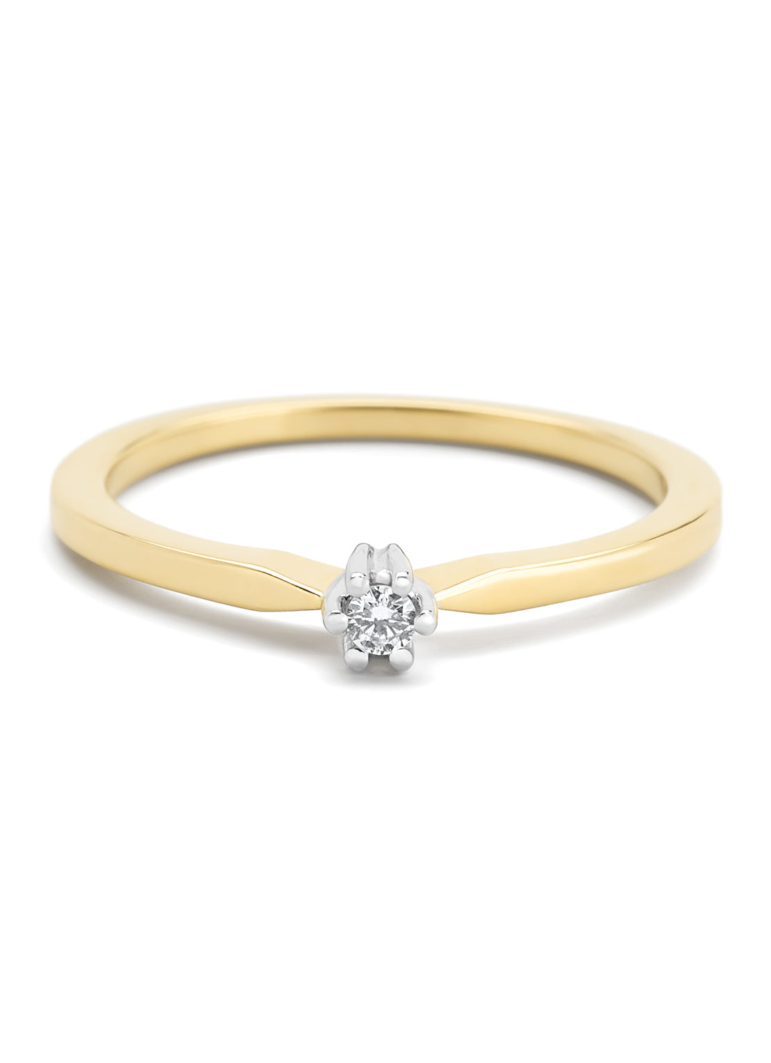 Yellow gold solitary ring, 0.05 ct diamond, Groeibriljant