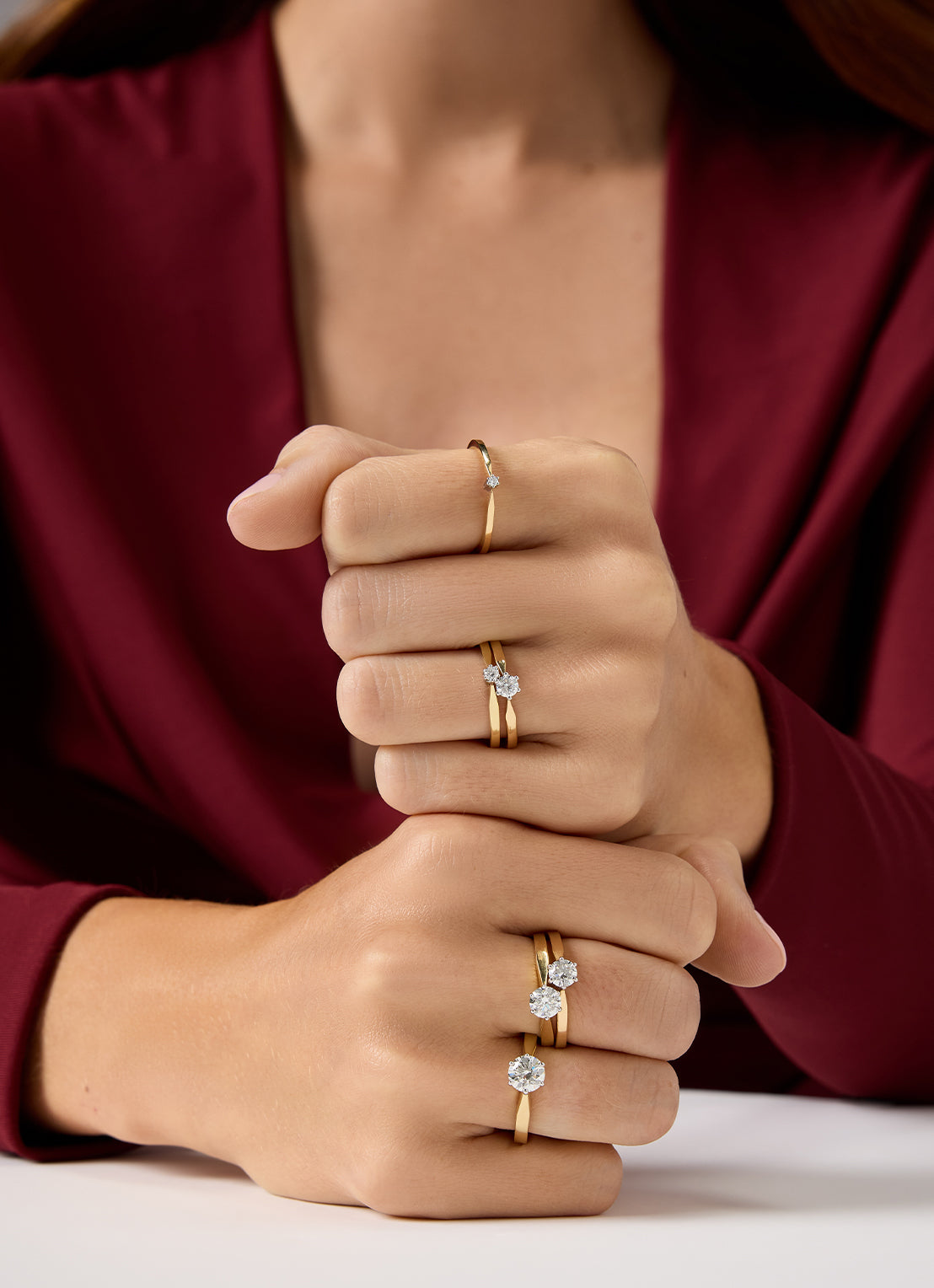 Geelgouden solitairring, 0.06 ct diamant, Groeibriljant