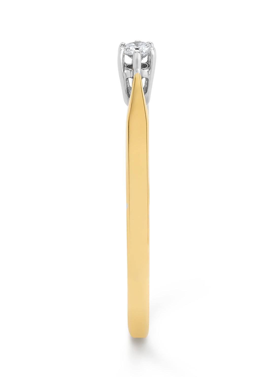 Geelgouden solitairring, 0.06 ct diamant, Groeibriljant