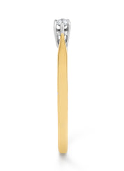 Yellow gold solitary ring, 0.08 ct diamond, Groeibriljant