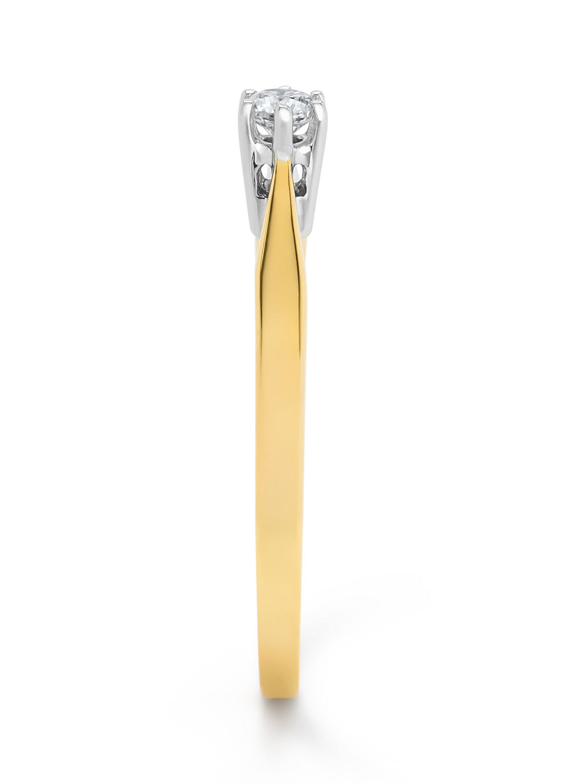 Yellow gold solitary ring, 0.09 ct diamond, Groeibriljant