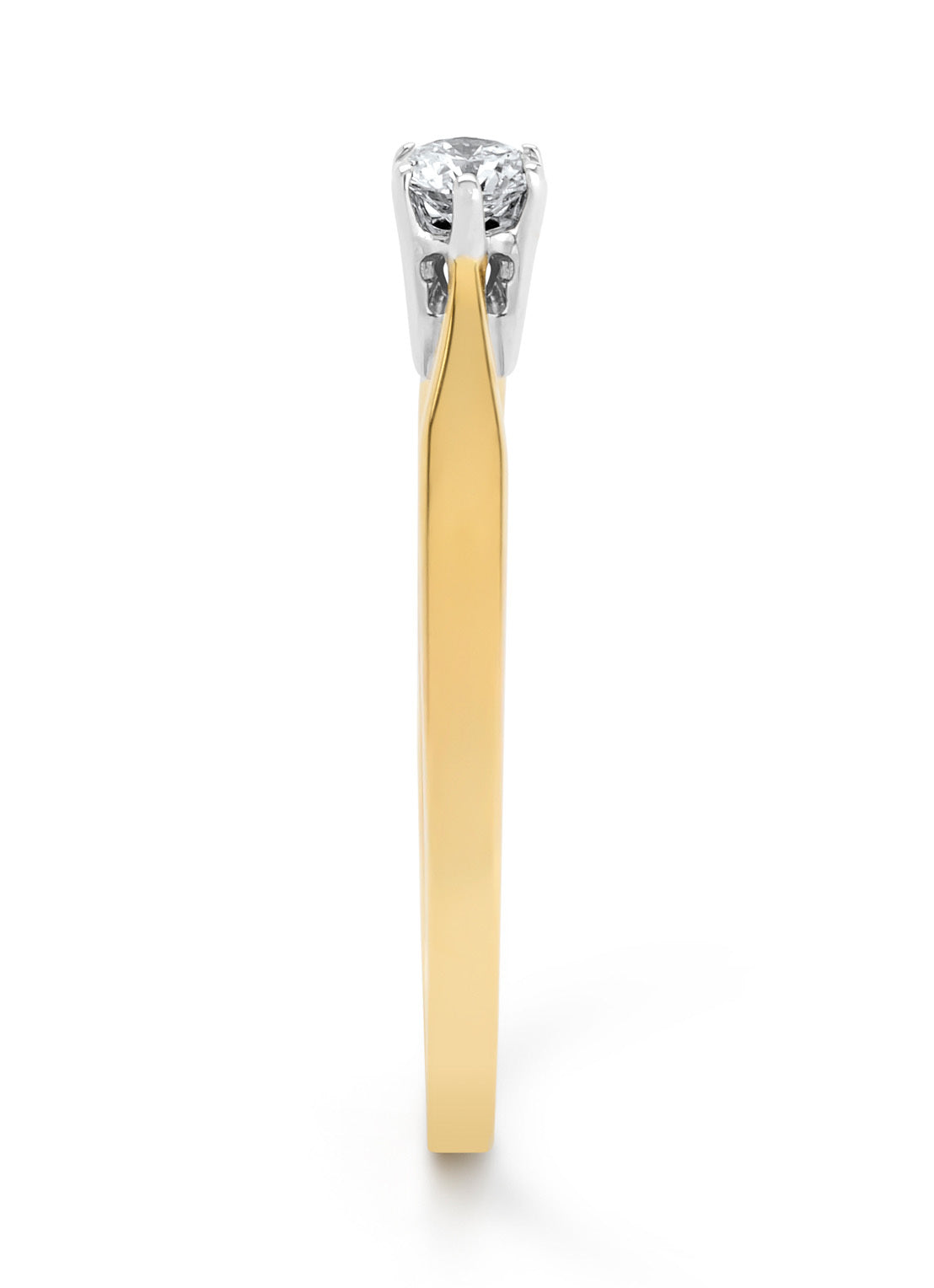 Yellow gold solitary ring, 0.12 ct diamond, Groeibriljant