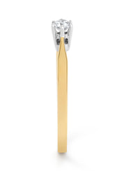 Yellow gold solitary ring, 0.14 ct diamond, Groeibriljant