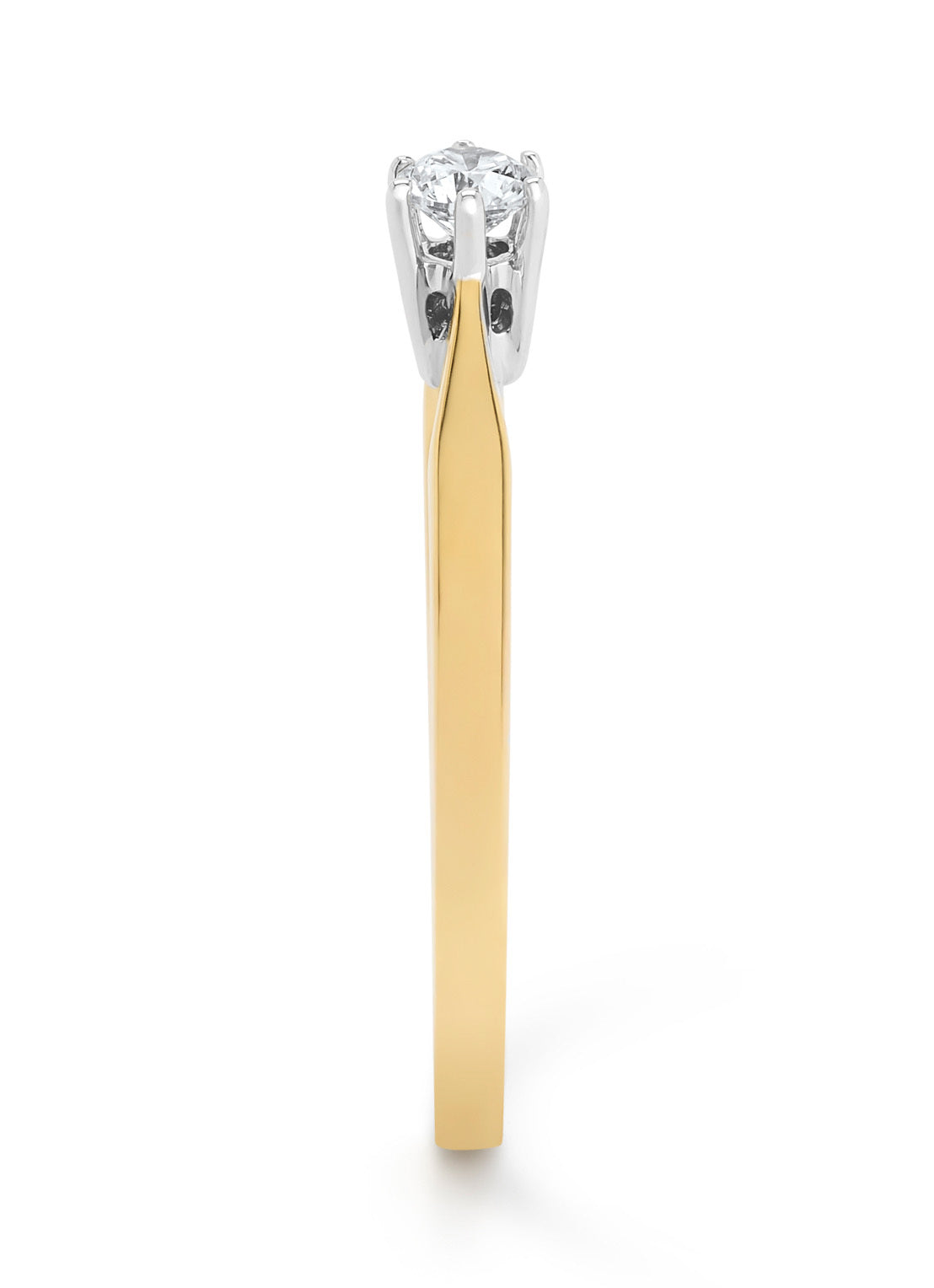 Yellow gold solitary ring, 0.15 ct diamond, Groeibriljant