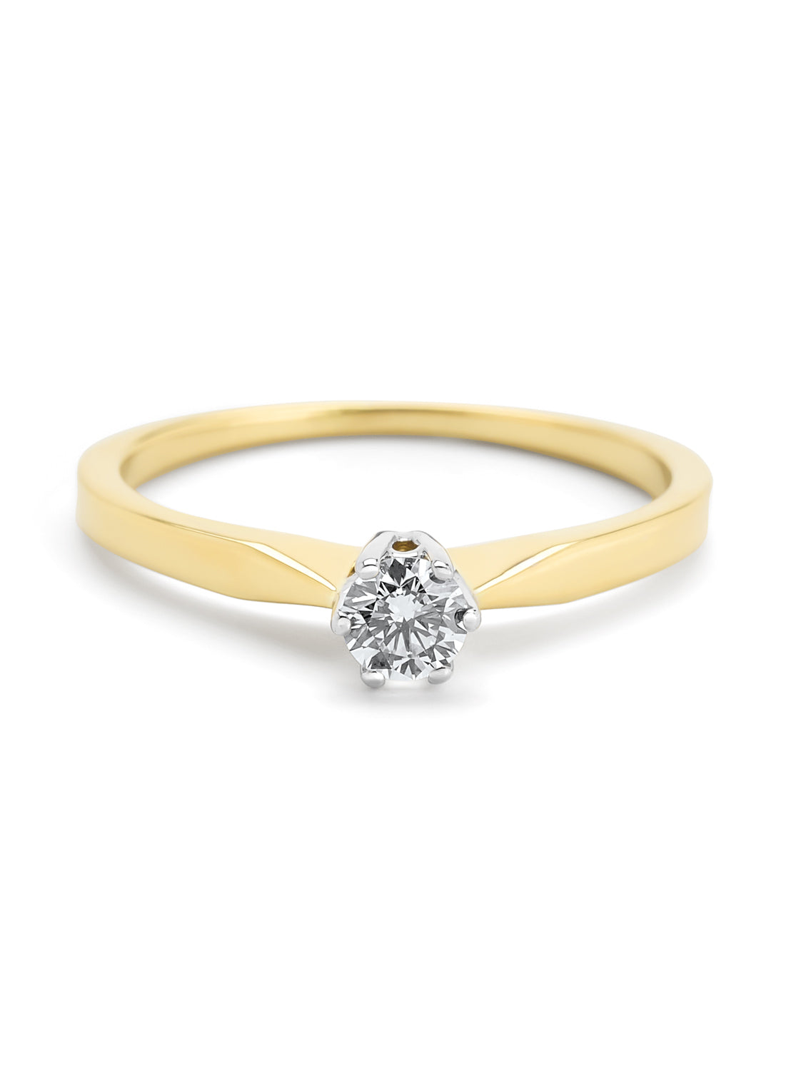 Yellow gold solitary ring, 0.18 ct diamond, Groeibriljant