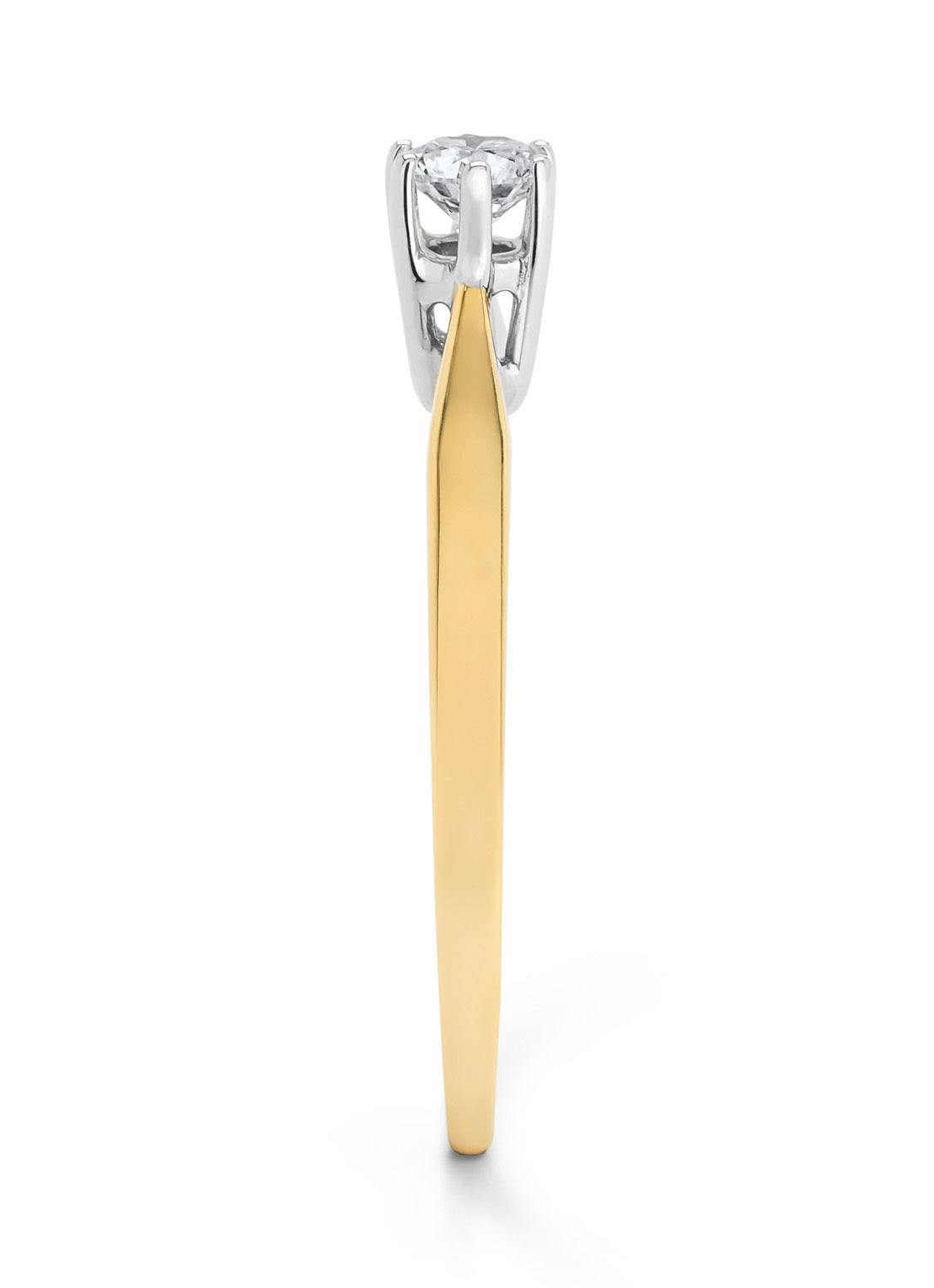 Yellow gold solitary ring, 0.18 ct diamond, Groeibriljant