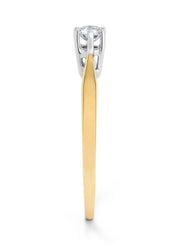 Yellow gold solitary ring, 0.18 ct diamond, Groeibriljant