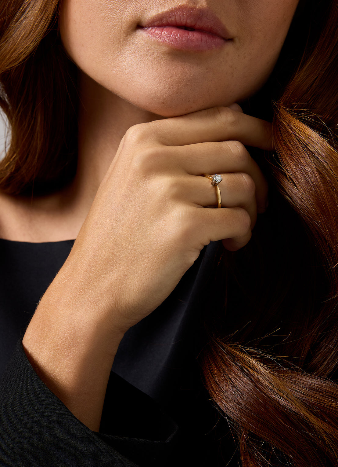 Yellow gold solitary ring, 0.23 ct diamond, Groeibriljant