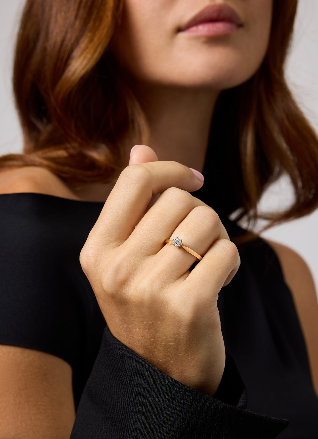 Yellow gold solitary ring, 0.24 ct diamond, Groeibriljant