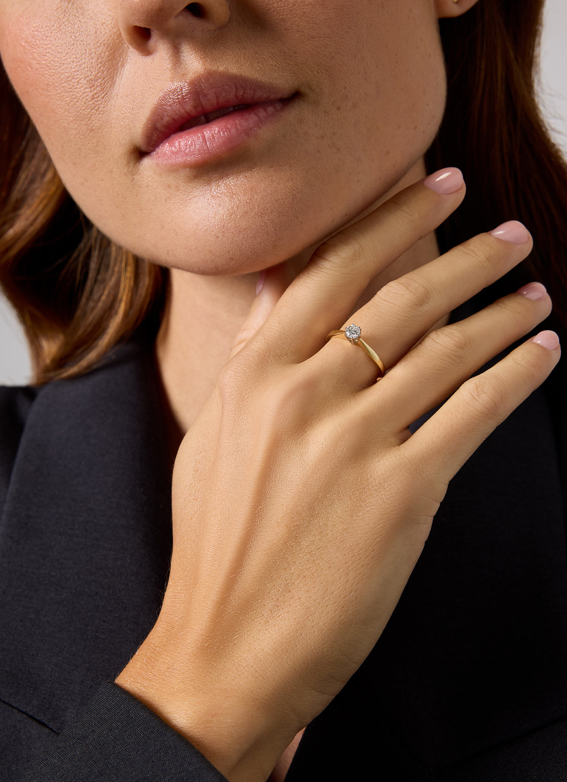 Yellow gold solitary ring, 0.27 ct diamond, Groeibriljant