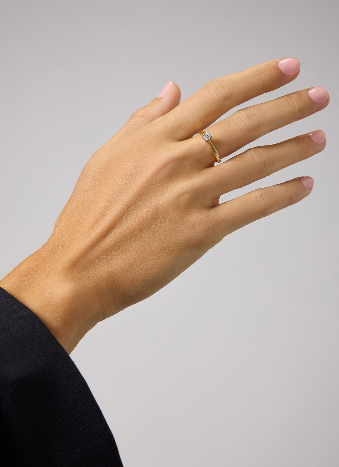 Geelgouden solitairring, 0.28 ct diamant, Groeibriljant