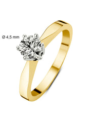 Yellow gold solitary ring, 0.33 ct diamond, Groeibriljant