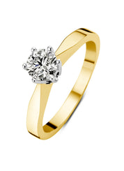 Yellow gold solitary ring, 0.40 ct diamond, Groeibriljant