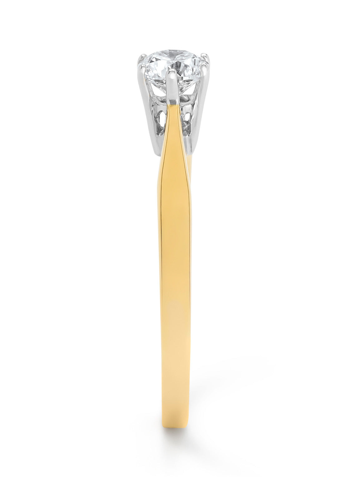 Geelgouden solitairring, 0.41 ct diamant, Groeibriljant