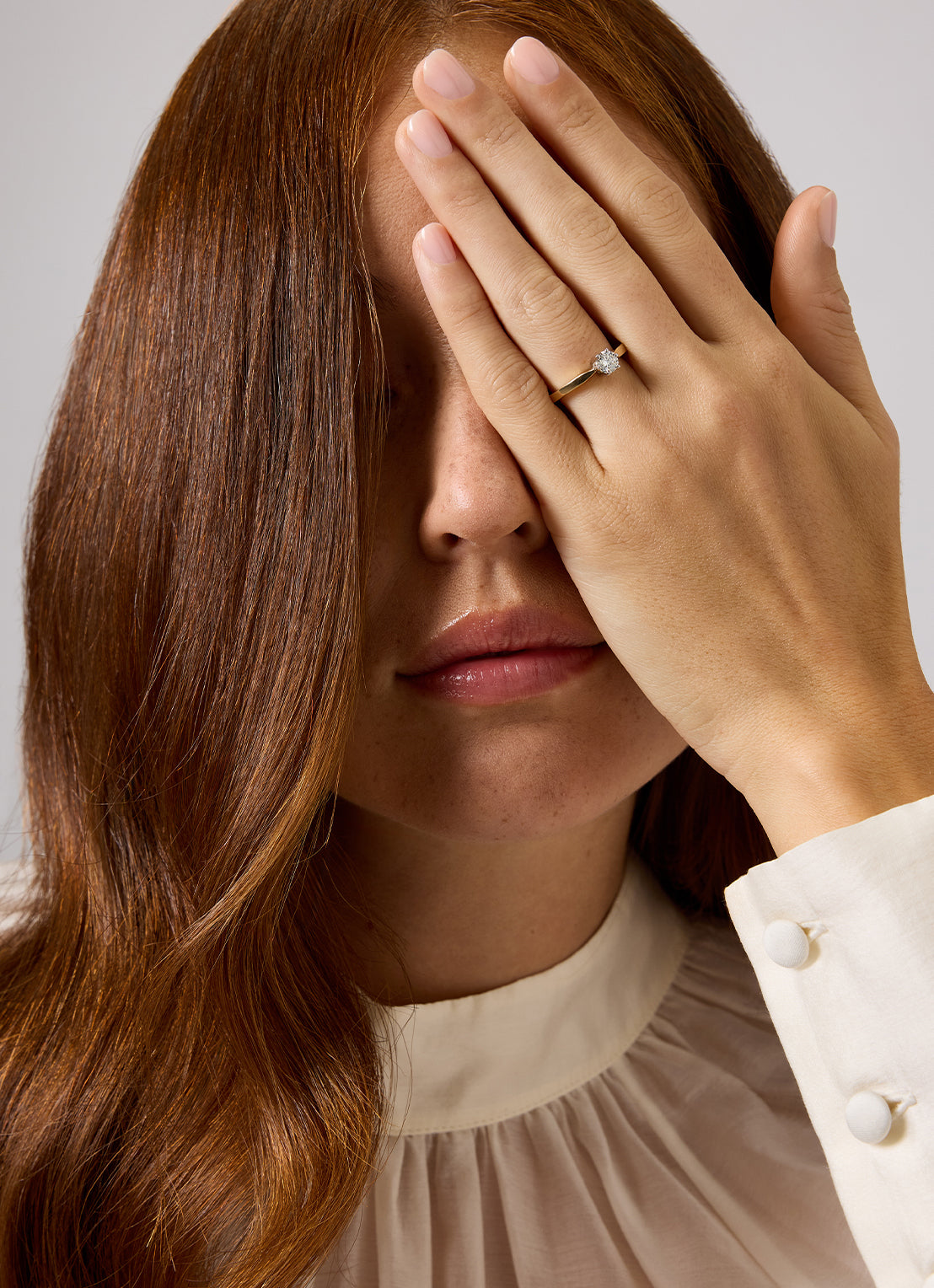 Yellow gold solitary ring, 0.45 ct diamond, Groeibriljant