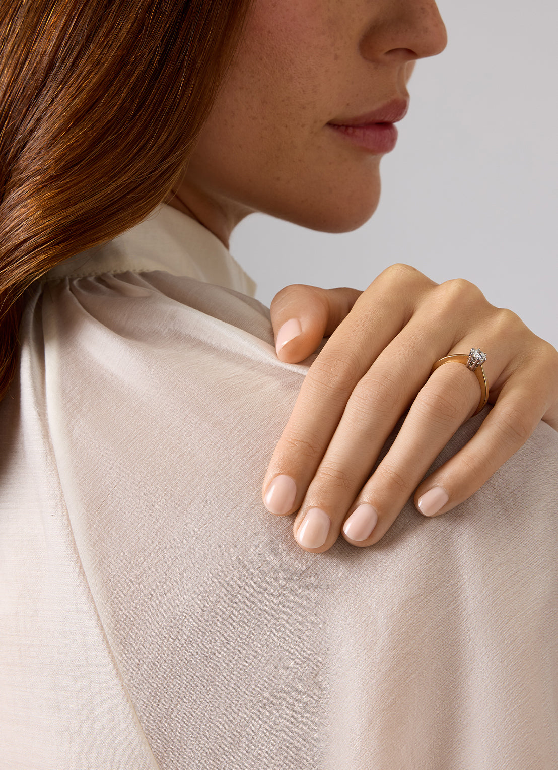 Geelgouden solitairring, 0.46 ct diamant, Groeibriljant