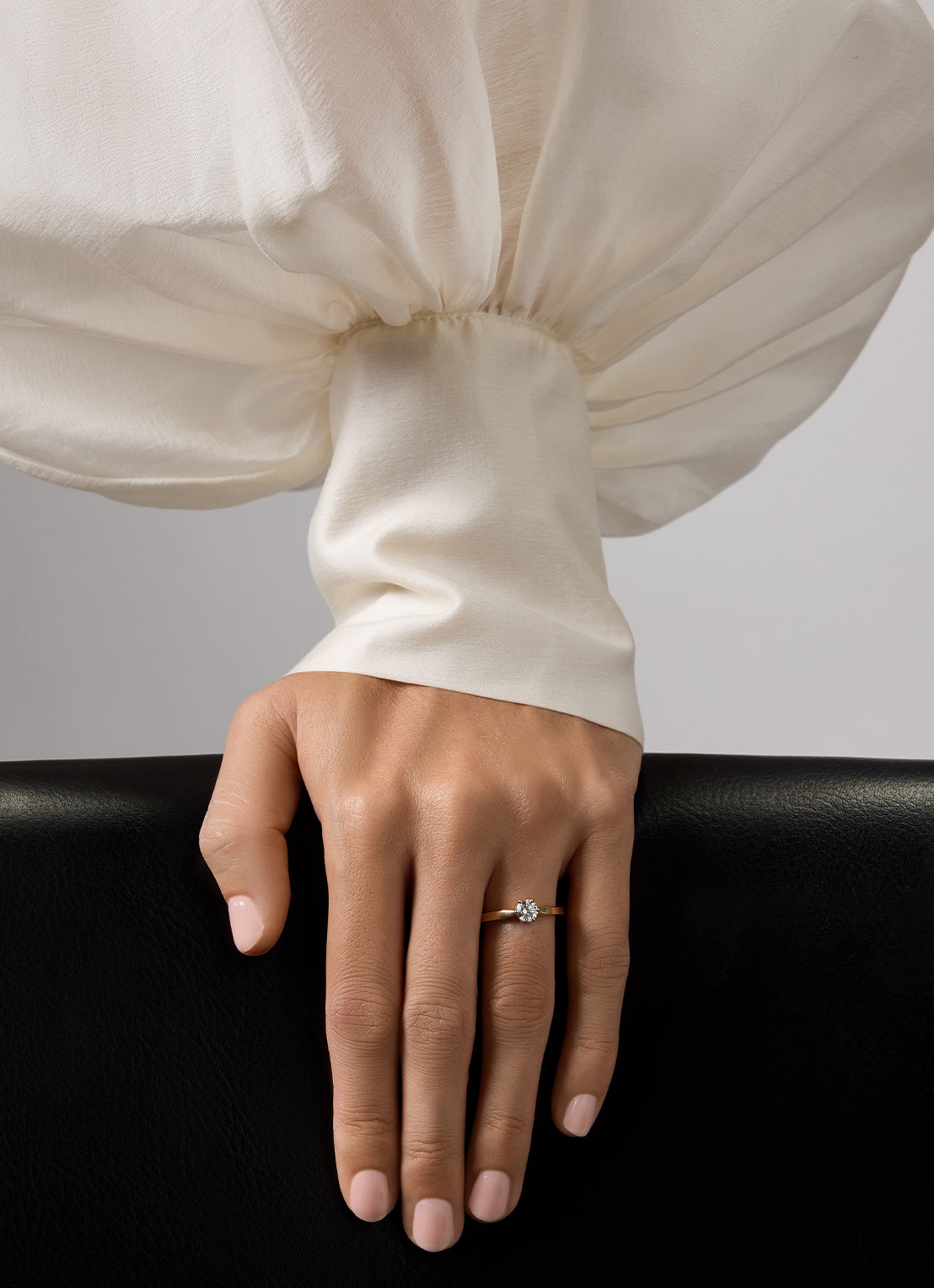 Geelgouden solitairring, 0.47 ct diamant, Groeibriljant