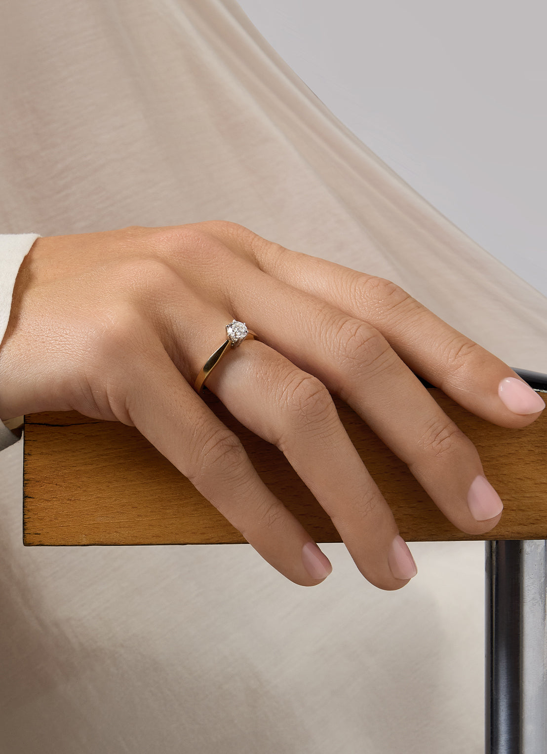 Yellow gold solitary ring, 0.50 ct diamond, Groeibriljant