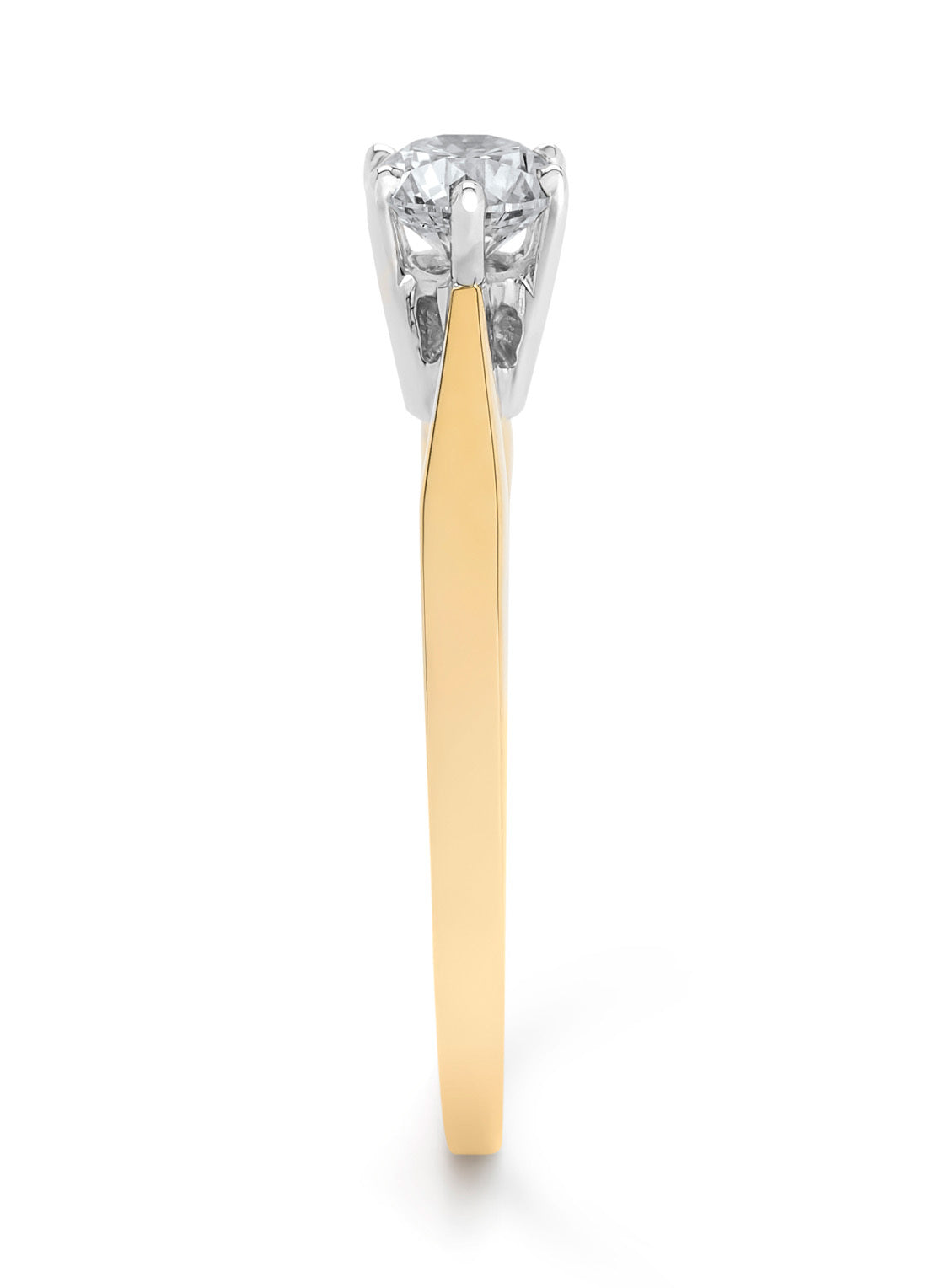 Yellow gold solitary ring, 0.50 ct diamond, Groeibriljant