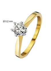 Yellow gold solitary ring, 0.55 ct diamond, Groeibriljant