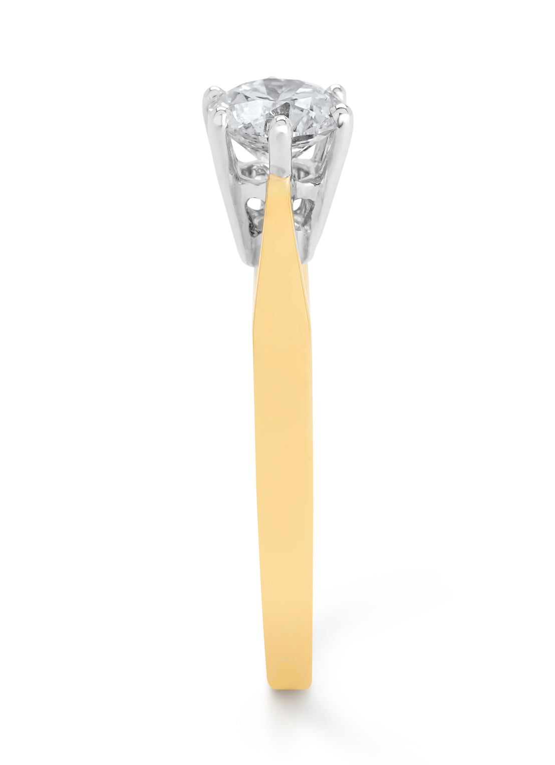 Geelgouden solitairring, 0.75 ct diamant, Groeibriljant
