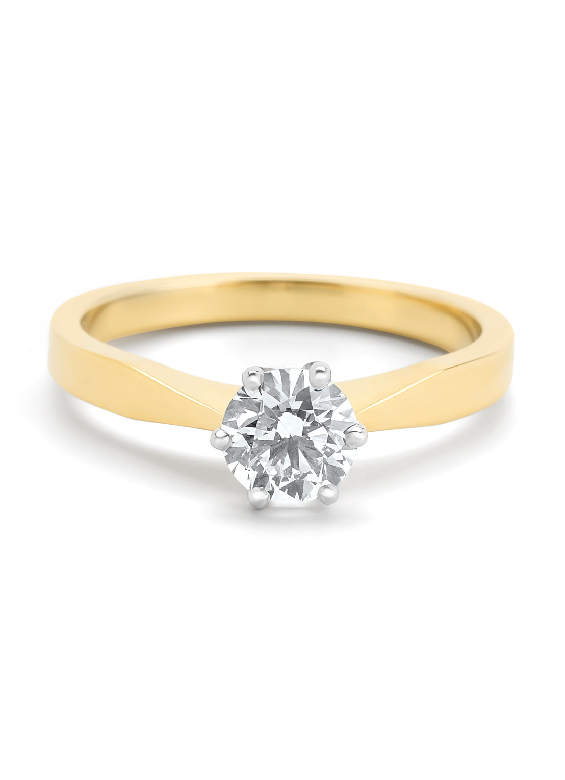 Geelgouden solitairring, 0.65 ct diamant, Groeibriljant