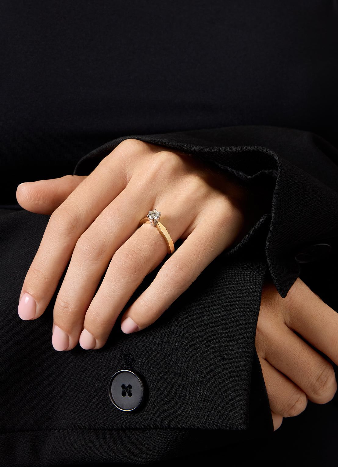 Geelgouden solitairring, 0.54 ct diamant, Groeibriljant