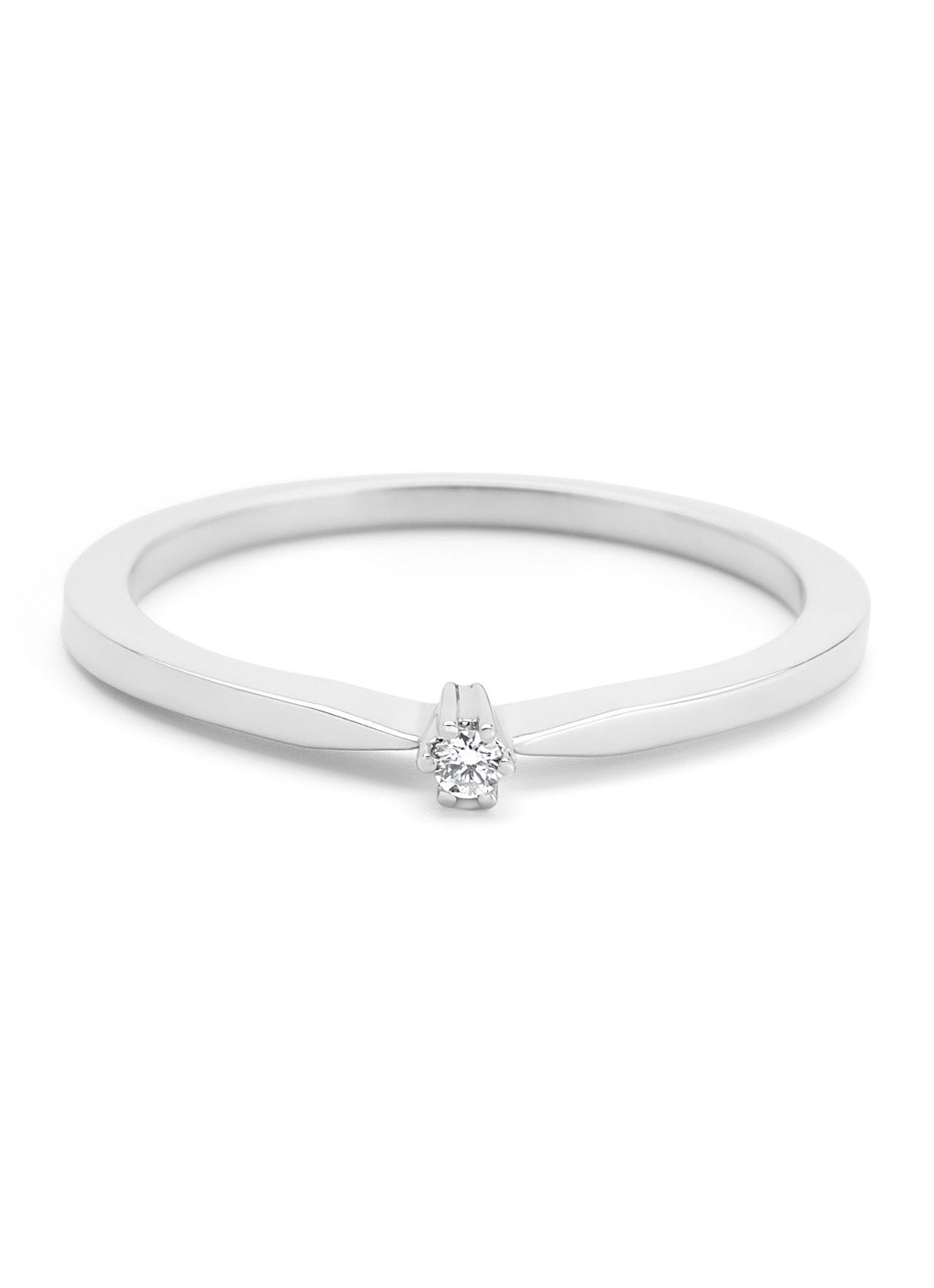 White gold solitair ring, 0.02 ct diamond, Groeibriljant