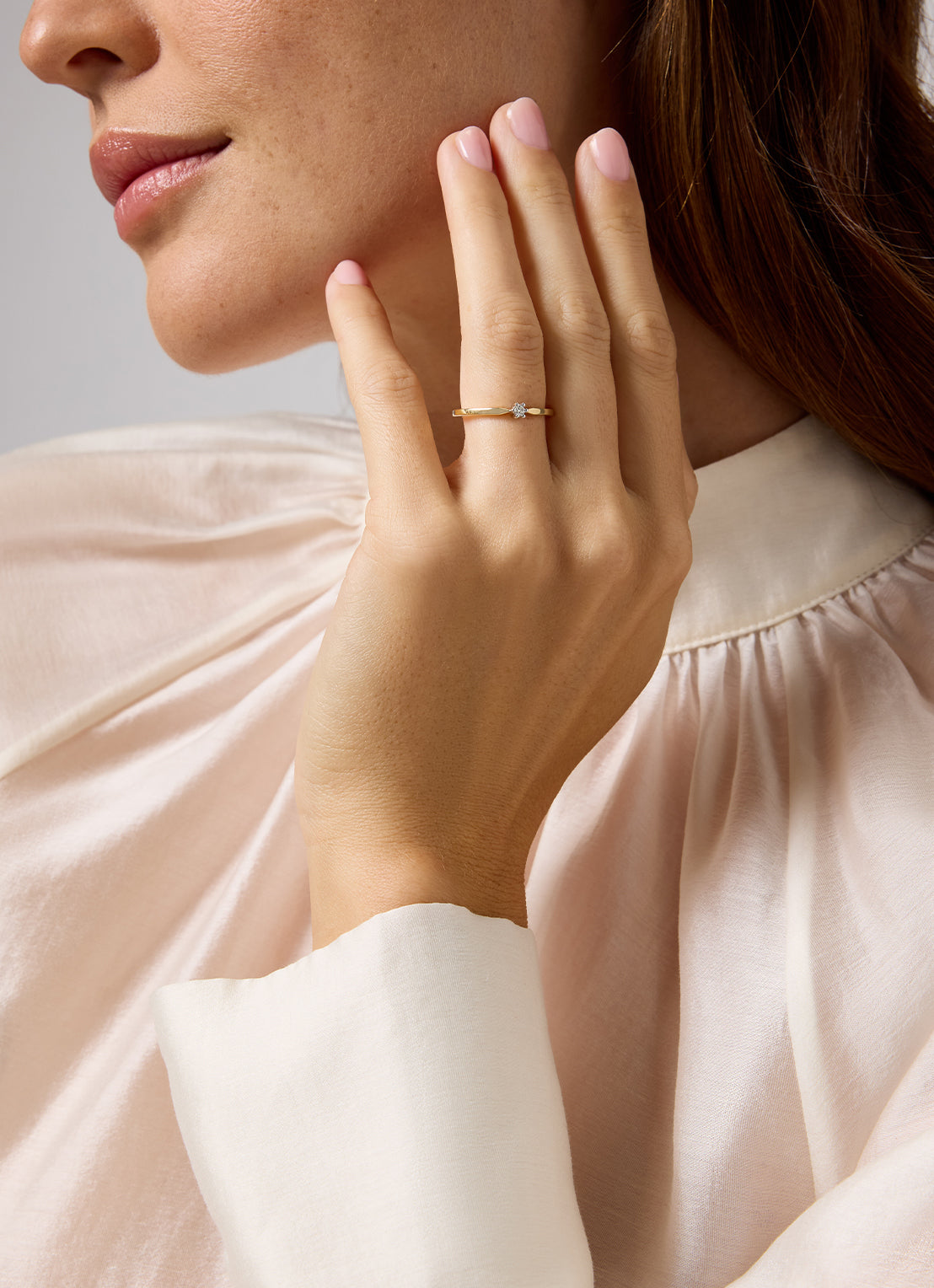 White gold solitair ring, 0.04 ct diamond, Groeibriljant