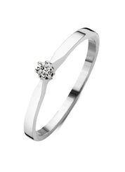 White gold solitaire ring, 0.05 ct diamond, Groeibriljant